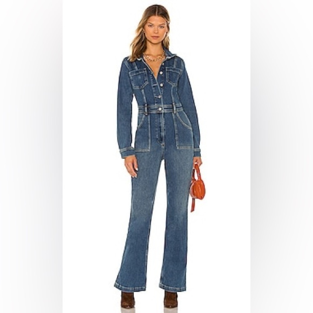 Boyish The Roman Bootcut Jumpsuit In Blue.
